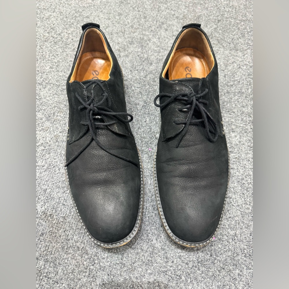 Ecco Matte Black Leather Men's Oxfords 46/ 12